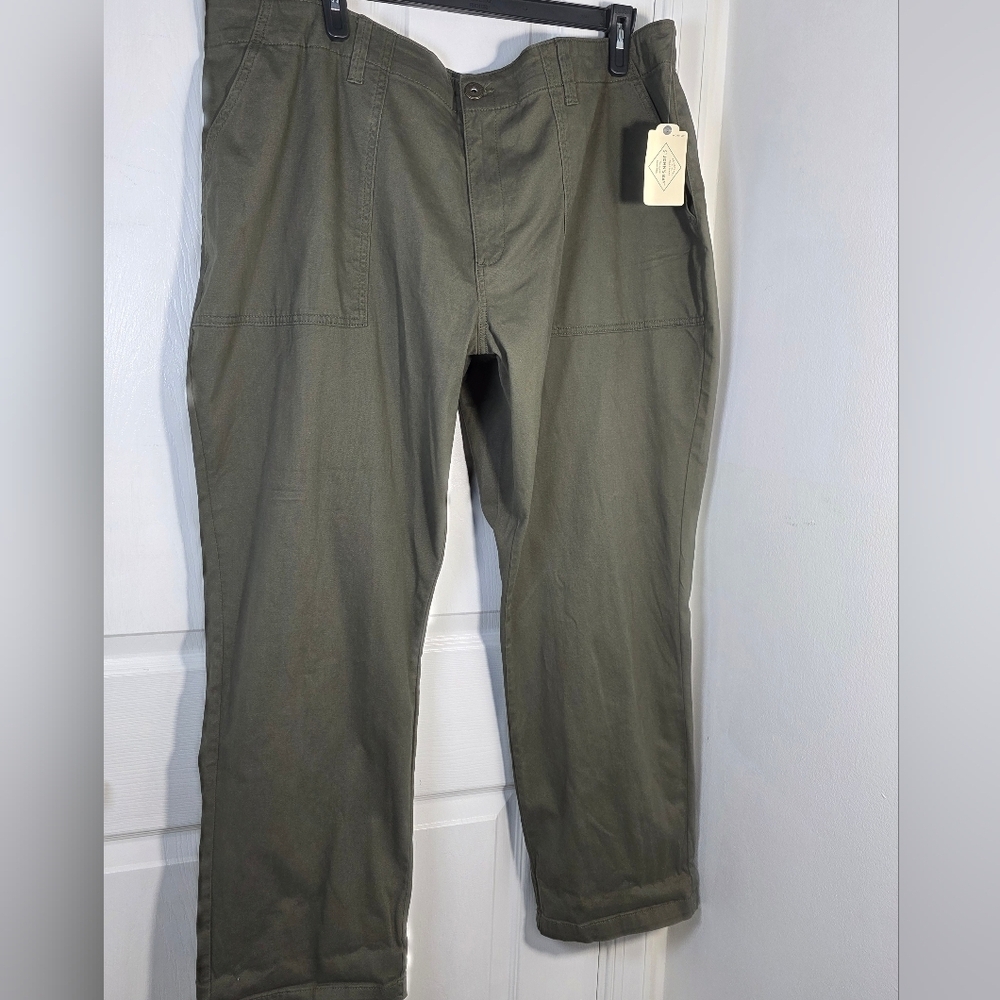 St. John's Bay Womens Stretch Fabric Slim Cargo Pant-Plus 24W Oregano - Picture 4 of 7